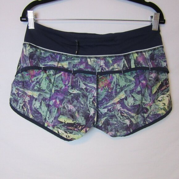 Lululemon Navy Blue Speed Shorts Women 6 Watercolor Pattern Athletic Gym Workout - Picture 3 of 6